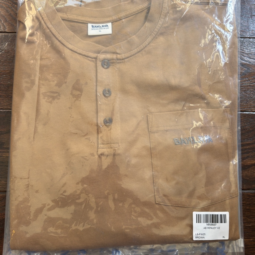 Action Bronson Specializing In Life BAKLAVA LONGSLEEVE HENLEY (ESPRESSO) Size XL